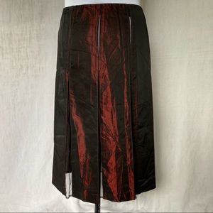 DKNY Rich Deep Cherry Wine Black Tulle Mesh Panel Skirt